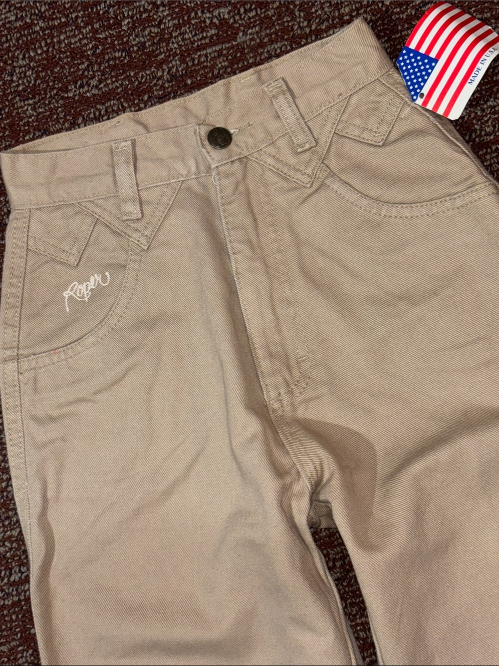 Vintage roper Beige riding denim western cowgirl classic straight leg jeans 0